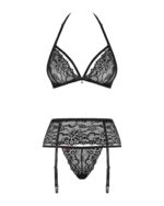 3-częściowy czarny komplet bielizny od Obsessive S/M