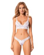 Biały koronkowy komplet bielizny od Obsessive XL/2XL