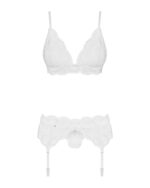 Biały 3-częściowy komplet bielizny od Obsessive L/XL