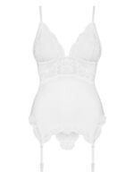 Biały koronkowy gorset i stringi od Obsessive S/M