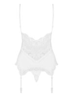 Biały koronkowy gorset i stringi od Obsessive S/M