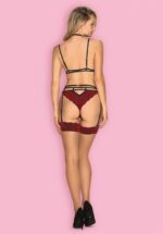 Bordowy komplet bielizny 3-częściowy L/XL