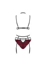 Bordowy komplet bielizny 3-częściowy L/XL