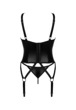Czarny lśniący gorset i stringi od Obsessive XS/S