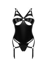 Czarny lśniący gorset i stringi od Obsessive  M/L