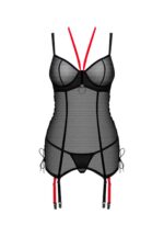 Czarny przezroczysty gorset i stringi od Obsessive XL/2XL