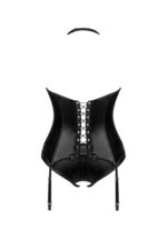 Błyszczący czarny gorset i stringi od Obsessive M/L
