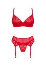 Czerwony 3-częściowy komplet bielizny od Obsessive M/L
