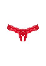 Czerwone koronkowe otwarte stringi od Obsessive L/XL