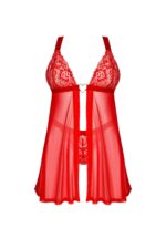 Czerwona koszulka z łącznikiem i stringi od Obsessive XL/2XL