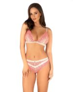 Koronkowy komplet bielizny z kwiatowym wzorem od Obsessive L/XL