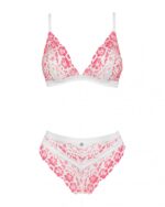 Koronkowy komplet bielizny z kwiatowym wzorem od Obsessive L/XL