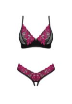 Czarno-różowy komplet bielizny od Obsessive XS/S