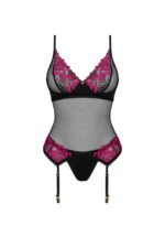 Czarno-różowy gorset i stringi od Obsessive M/L
