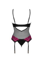 Czarno-różowy gorset i stringi od Obsessive M/L