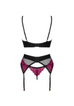 Czarno-różowy 3-częściowy komplet bielizny od Obsessive XL/2XL