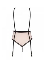 Różowe body z pasami do pończoch S/M