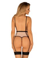 Różowe body z pasami do pończoch  L/XL