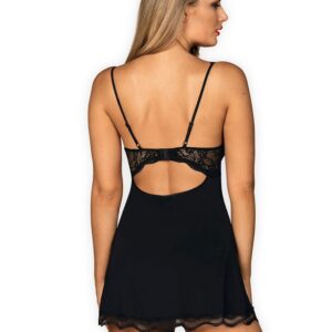 Czarna koszulka nocna z pasującymi stringami od Obsessive L/XL