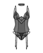 Czarny gorset i stringi od Obsessive XL/2XL