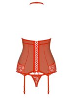 Czerwony koronkowy gorset i stringi od Obsessive L/XL