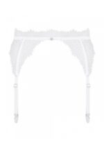 Biały pas do pończoch z koronką od Obsessive L/XL