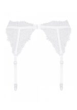 Biały pas do pończoch z koronką od Obsessive L/XL