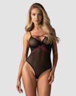 Przezroczyste body z fioletowymi paskami XS/S