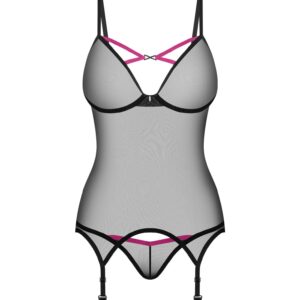 Czarny przezroczysty gorset i stringi od Obsessive M/L