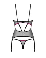 Czarny przezroczysty gorset i stringi od Obsessive M/L