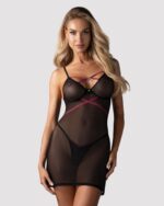 Czarna prześwitująca koszulka i stringi od Obsessive XL/2XL