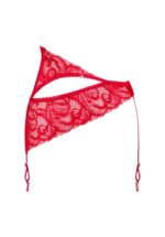 Czerwony asymetryczny pas do pończoch od Obsessive XS/S