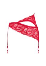 Czerwony asymetryczny pas do pończoch od Obsessive XS/S