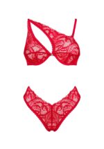Czerwony koronkowy komplet bielizny od Obsessive M/L