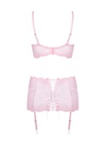 Różowy komplet bielizny z szerokim pasem do pończoch od Obsessive S/M