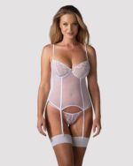 Biały gorset i stringi od Obsessive M/L