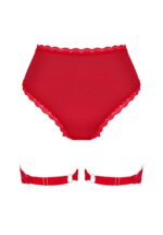 Czerwone figi z paskami do pończoch od Obsessive M/L