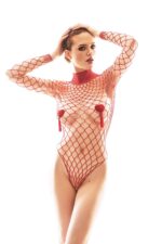 Czerwony siatkowany bodystocking od Anais S/M