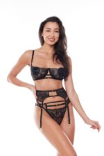 Czarny 3-cześciowy komplet bielizny L/XL