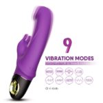 Wibrator Króliczek z Uchwytem Pierścieniowym – Meteror Purple (2 × 9 Trybów)