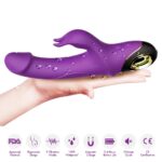 Wibrator Króliczek z Uchwytem Pierścieniowym – Meteror Purple (2 × 9 Trybów)