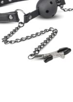 Knebel-Open Ball Gag With Nipple Clamps