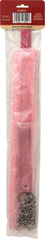 Fetish Fever - Obroża ze smyczą – Różowa