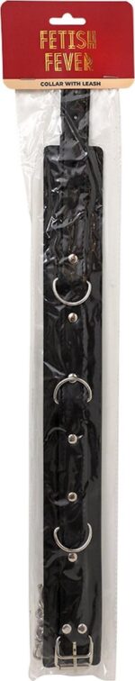 Fetish Fever - Obroża ze smyczą - Czarna