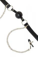 Knebel kulkowy z zaciskami na sutki Party Hard Gratitude