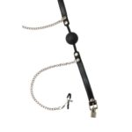 Knebel kulkowy z klipsami na sutki Party Hard Hentai