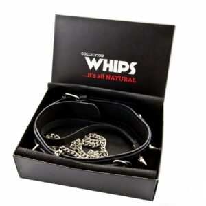 Wiązania-WHIPS obroża męska z ćwiekami i smyczą