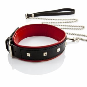 Wiązania-WHIPS obroża damska z ćwiekami i smyczą