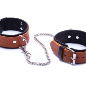 Kajdanki-WHIPS kajdanki męskie na nogi, koniakowe