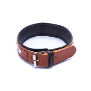 Wiązania-WHIPS obroża damska bez smyczy, koniakowa